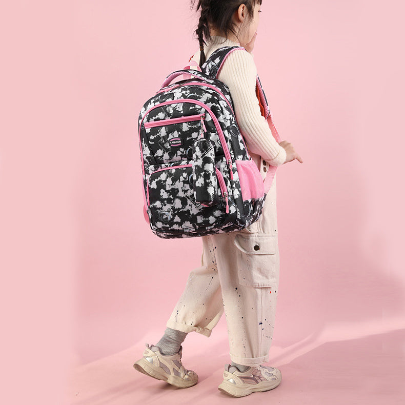 New Letter Print Backpack With Pencil Case Primary School Students For Girls Boys