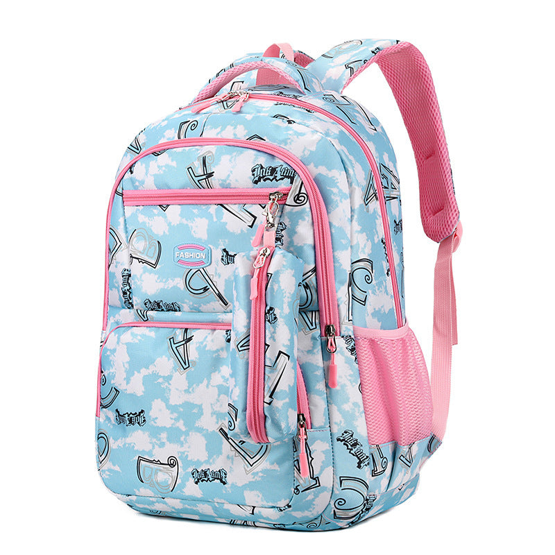 New Letter Print Backpack With Pencil Case Primary School Students For Girls Boys