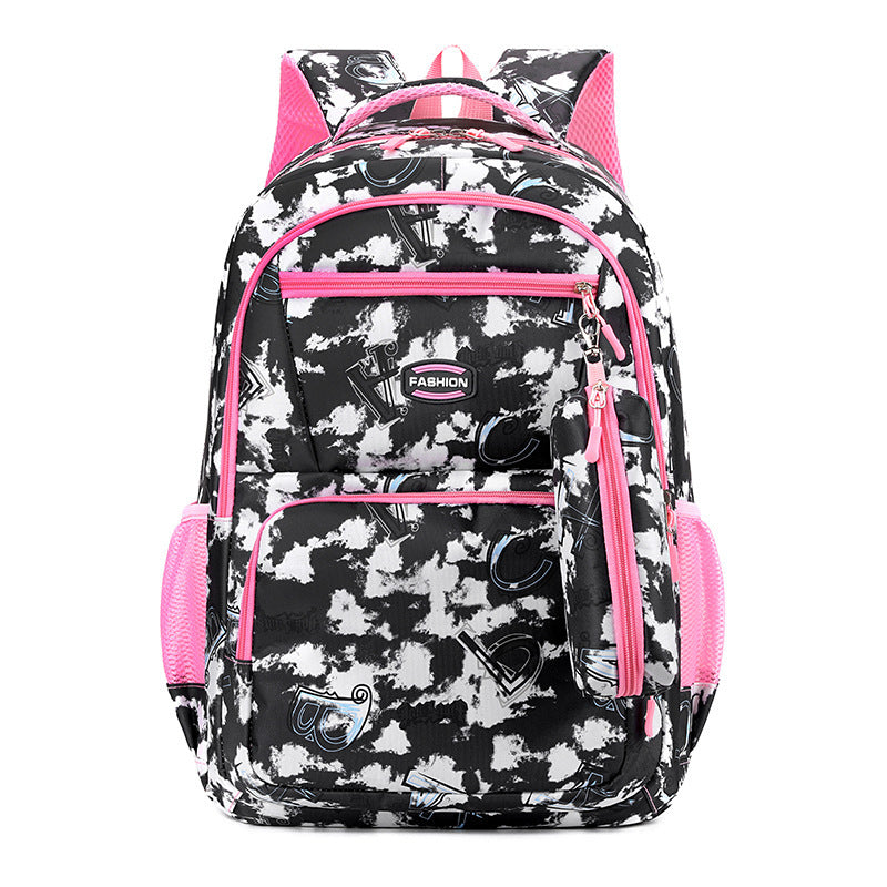 New Letter Print Backpack With Pencil Case Primary School Students For Girls Boys