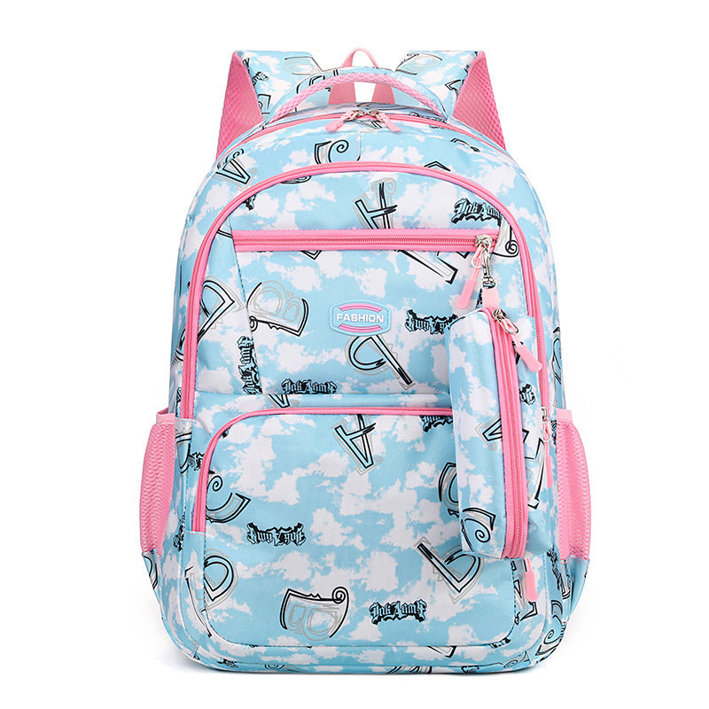 New Letter Print Backpack With Pencil Case Primary School Students For Girls Boys