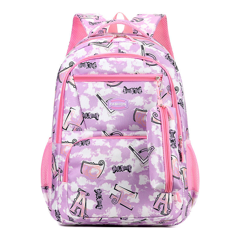 New Letter Print Backpack With Pencil Case Primary School Students For Girls Boys