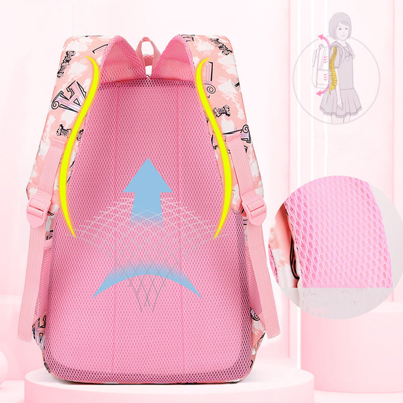 New Letter Print Backpack With Pencil Case Primary School Students For Girls Boys